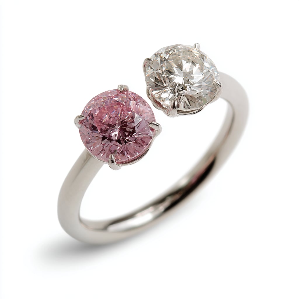 White and Pink Diamond Ring